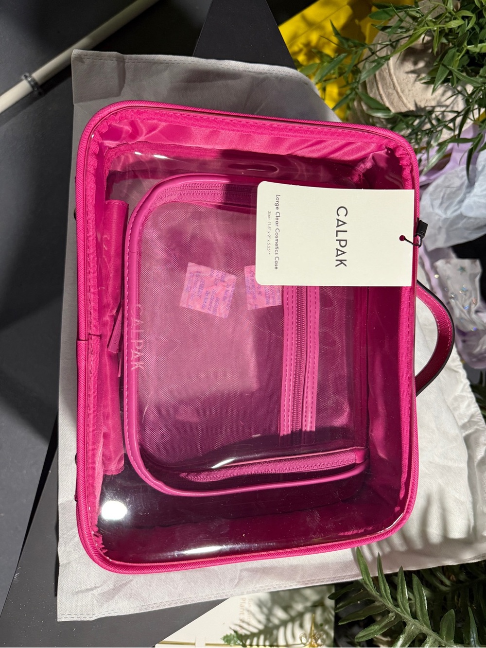 CALPAK Dragonfruit Clear Travel Cosmetic Bag